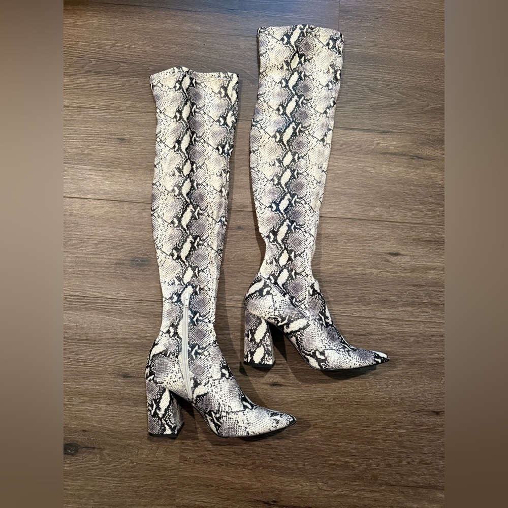 Steve Madden Snake Print Over the Knee Boots